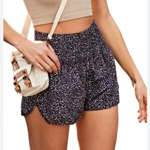 Free People Movement The Way Home Shorts Black Leopard Print Medium High Rise
